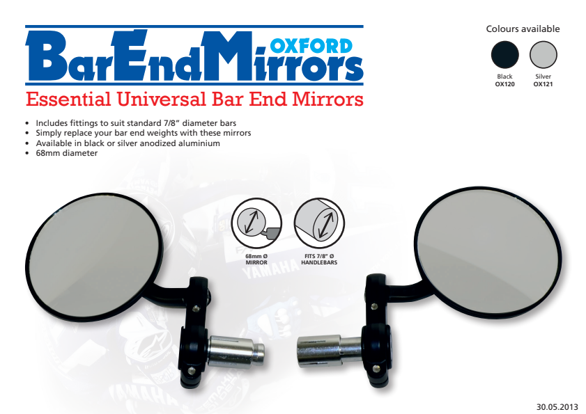 

OX120 OX121 Bar End Mirrors presenter

